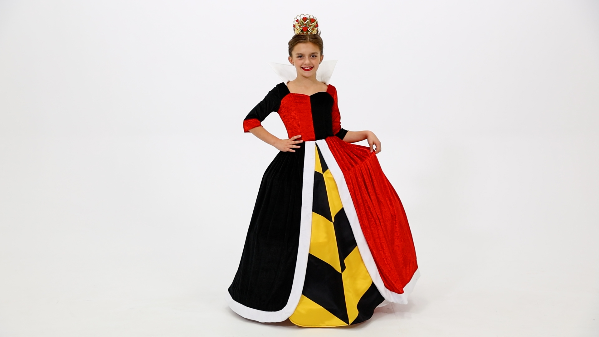 FUN4846CH Girl's Deluxe Disney Alice in Wonderland Queen of Hearts Costume